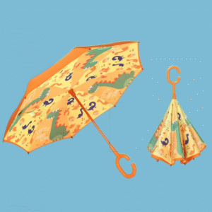 C-shaped Handle Double Layer Polyester Kid Invert Reverse Umbrella